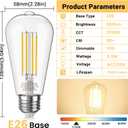 2 x Edison Light Bulbs 5.5W, 60W Equivalent Dimmable Vintage LED Light Bulbs, 500LM E26 Medium Base Soft White 2700K LED Bulb,ST19 90+ CRI Decorative Filament LED Bulb,Clear Glass, 4 Pack