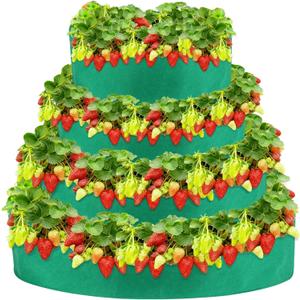 4 Tiered Fabric Strawberry Planter 36 28 20 12 inch Strawberry Tower Planter Stackable Planters Strawberry Grow Kit(Green)