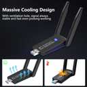 1300Mbps Wireless WiFi Adapter, USB3.0 WiFi Dongle 2.4G/5G 802.11AC Network Adapter Receiver with High Gain Antenna for Desktop Laptop PC, Support Windows 11/10/8/8.1/7/Vista/XP, Mac 10.6-10.15