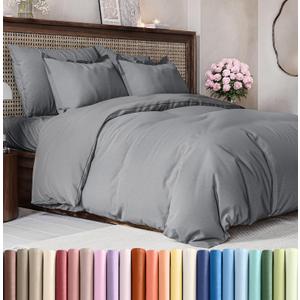 CGK Unlimited Duvet Cover King Size Set - Extra Soft King Size Duvet Cover 104 x 90 with 2 Pillow Shams - Hotel Quality w/Zipper Closures & Ties - Bedding and Bed Linens Set (Heathered Grey) (07 - Heathered Grey - (No Comforter))