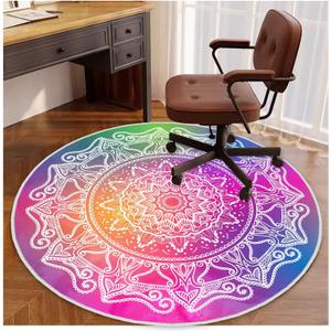 4ft/48in Home Office Chair Mat for Hardwood Floor, Anti-Slip Desk Chair Mats, Computer Gaming Chair Mats for Rolling, Low Pile Carpet Floor Chair Mat(Colorful-1)