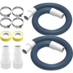 1.5 Inches Pool Hoses for Above Ground Pools,1-1/2" Diameter Pool Pump Replacement Hose,2 Pack 3 Feet Vacuum Hose Universal 1.25/1.5 Inch Combo Hose Adapter with Clamps and Tape