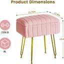 FUXA Vanity Stool Chair with Storage, Faux Fur and Metal Legs, Pink, 11.8"D x 15.8"W x 18.5"H