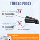 Universal Bathtub Faucet Replacement Tub Spout Fast-Fill, No-Leak Metal Faucet, Easy Installation, Fits 1/2" IPS & 3/4" IPS Thread Pipes, Includes Adapter (Matte Black)