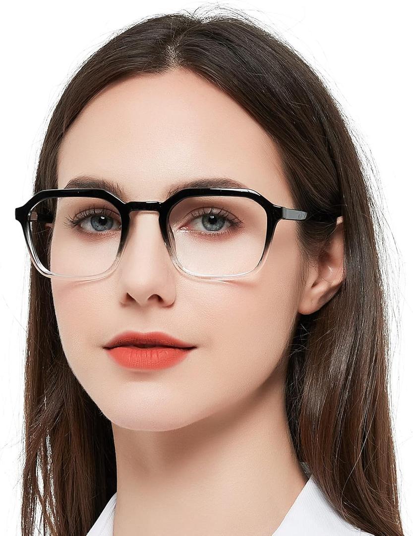 Large Reading Glasses Women Trendy Thick Square Readers 1.0 1.25 1.5 1.75 2.0 to 4.0 5.0 6.0 Spring Hinge (Slim Rim-black/Clear)