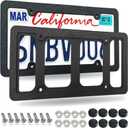 Tuersan Topography Silicone License Plate Frames- 2 Pack Matte Black Mountain Design Car Tag Holder Cover with Screws Caps, Present for Hiking & Outdoor Sports Men