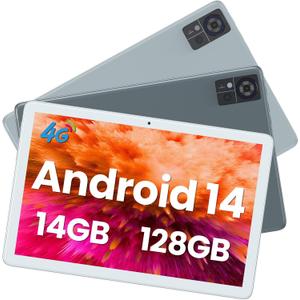 Qukenk 2025 New Android 14 Tablet 4G Cellular 14GB RAM(8+6 Virtual)+128GB ROM+1TB Expandable, 5G WiFi Tablets 10.1 Inch Incell HD Screen, 2 in 1 Tableta Octa-Core 7000mAh, Bluetooth 5.0/GPS/13MP+8MP