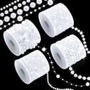 4 Rolls 86 Feet Pearls Garland, Faux String of Pearls Roll Strand for Crafts, Artificial Pearl Beads Trim for Wedding Party Valentine Christmas Flower Decoration, 4mm 6mm 8mm 8+3mm, White