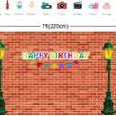 7x5ft Red Brick Wall Street Backdrop Cartoon Photography Backdrops Happy Birthday Party Background Party Decors Decorations Baby Shower Table Banner Background