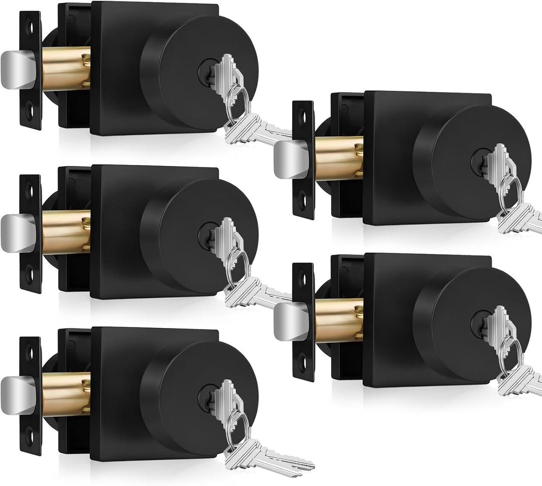 Haidms Entry Door Knob with Lock and Key Zinc Alloy Matte Black Front Door Lockset for Exterior or Interior Use, Heavy-Duty Secure Keyed Entry Door Knobs (5 Pack)