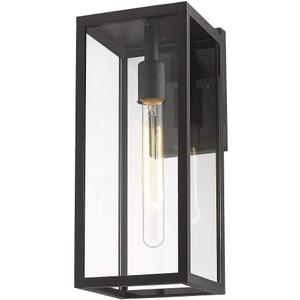 Bestshared Outdoor Wall Sconce Lights,Exterior Wall Lantern with Clear Glass, Black Porch Sconce Lighting,Waterproof Outdoor Lights for House Garage Doorway Patio, E26 Socket (Black, 15"-1 Pack)