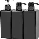 12 Pack Shampoo and Conditioner Dispenser Bottles, 8 Pack 22 Oz and 4 Pack 8 Oz Refillable Square Plastic Pump Bottles for Dispensing Lotions, Shampoo, Conditioner, Body Wash (Black)