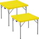 Square Fitted Tablecloth 34x34 Inch-2 Pack Yellow Card Elastic Spandex Table Cover-Small Stretch Folding Table Cloths Topper Cap for Kitchen Dining Picnic Patio Outdoor Party Tables