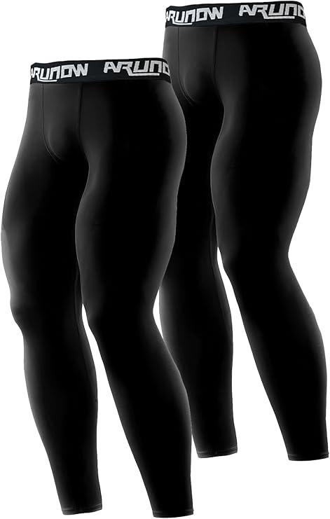 2 Pack Men's Thermal Compression Pants Fleece Lined Sports Tights Athletic Leggings Cold Weather Baselayer Winter Gear, S