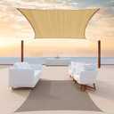 ColourTree 8' x 10' Sand Beige Sun Shade Sail Rectangle CTSLR8 - Canopy Mesh Fabric UV Block UPF50 - Commercial Heavy Duty - 190 GSM 