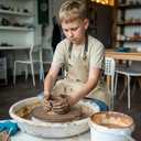 Kids Art Aprons for Painting, Gardening, Cooking, Multiple Pockets, Kids Smock for Boys & Girls, Waterproof (Age6-12) (Colorful Spots)