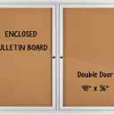 INNOVART Enclosed Bulletin Board 48”x36”, Lockable Cork Noticeboard with Aluminum Frame, Outdoor Enclosed Bulletin Board Weatherproof, Wall Display Case with Swing-Open Door Information Cabinet 