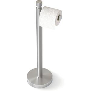 YUMORE Toilet Paper Holder Stand, 4.4lbs Heavy Duty Stainless Steel Free Standing Bathroom Tissue Roll Holder, Brushed Nickel