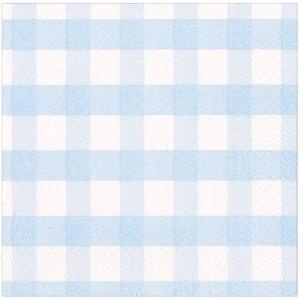 Caspari Gingham Paper Luncheon Napkins in Light Blue, 20 Per Package