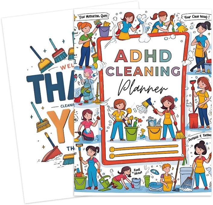 ADHD Focus Friendly Cleaning Planner, Undated Daily Weekly Monthly Schedule, Household Chore Chart Notebook for Adults and Teens, Home Organization System