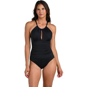 La Blanca Womens One Piece Swimsuit High Neck Keyhole Island Goddess (14)