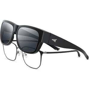 KastKing Chariton Fit-Over Polarized Wrap Around Over Sunglasses for Men and Women, Ideal for Driving Fishing Cycling Running (A.matte Black Frame, Smoke Mirror)