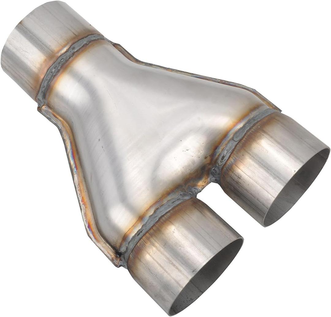 Y Pipe 3 Inch ID Single to 3 Inch ID Dual Exhaust Adapter Connector, T409 Stainless Steel, Overall Length: Approx. 10", Universal