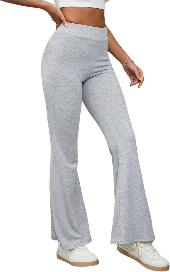 SOLY HUX Women's High Waisted Flared Yoga Pants Bell Bottom Casual Sweatpants Trousers (S)