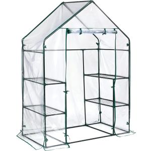 Miracle-Gro 4'8" x 29" x 6'5" All-Season Mini Walk-in Greenhouse with 4 Wire Shelves for Outdoors, Easy-Access and Durable, Translucent