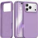 GONEZ Magnetic for iPhone 17 Pro Case, [Compatible with MagSafe] Anti-Scratch Microfiber Lining & Screen Protector, Silicone Camera Control, Shockproof Slim Phone Cover 6.3 inch, Light Purple