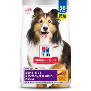 Hill's Science Diet Sensitive Stomach & Skin, Adult 1-6, Stomach & Skin Sensitivity Support, Dry Dog Food, Chicken Recipe, 36 lb Bag, Best By 03, 2026