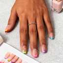 2 x Jsiallye French Tip Press on Nails,Multicolo French Press On Nails Extra Short Square,No Need to File 4 in 1 Gel Nail Tips Pre-lasting,Soak off False Nail Tips for Women Nail DIY Extension 15 Size