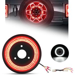 LED Spare Tire Brake for Ford Bronco 2021-2025, Plug & Play 3rd Third Brake Light Wheel Light with Large Lighting Surface, Red Brake + Reverse Light Dual Function