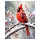 Red Cardinal Paint by Numbers Kit for Adults - DIY Bird Painting on Canvas, Adults' Paint-by-Number Kits Acrylic Paint Set for Beginners, Wildlife Art Kit for Home Decoration or Gifts (8X12IN Framed)