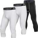 SS COLOR FISH 3 Pack Men 3/4 Compression Pants Athletic Baselayer Workout Sports Running Legging Tights for Men (2XL)