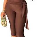NRTHYE Women Sexy Two Piece Sets Summer Off Shoulder Lace Up Slim Crop Top High Waist Capri Shorts Sets Club Outfits L