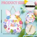 3 x Happy Easter Door Decoration Wooden Bunny Wreath for Front Door Sign Rabbit Egg Wreath Hanging for Home Wall Decor Easter Party Outdoor Indoor Supply