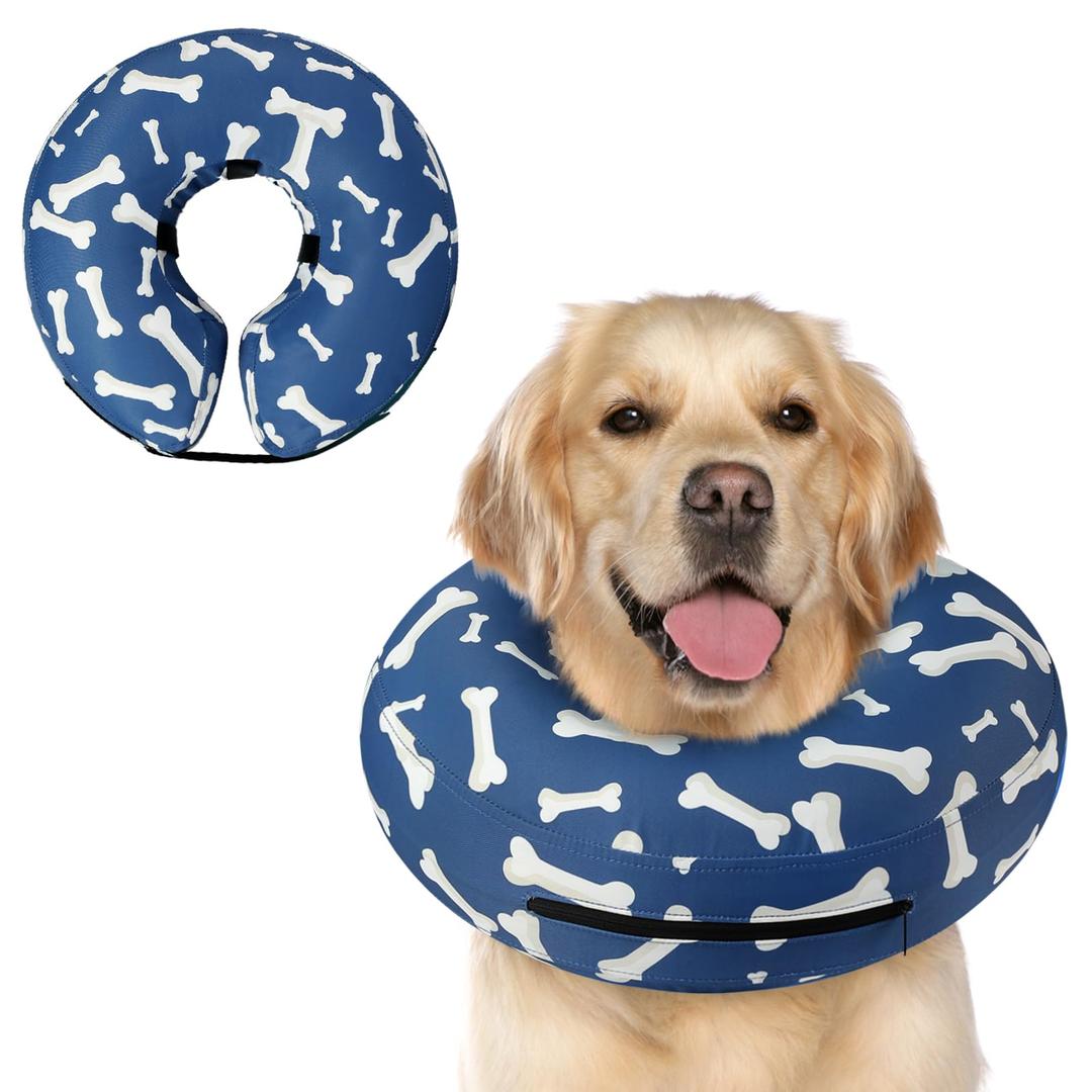 Supet Inflatable Dog Cone Alternative After Surgery - Neck Donut Recovery E-Collar for Neuter - Soft Cone for Small, Medium, Large Dogs