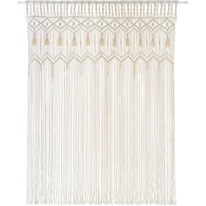 Mkono Macrame Curtain Large Boho Woven Wall Hanging Window Curtains Handmade Bohemian Decor for Window Doorway Closet Wedding Backdrop Arch Bedroom Living Room Apartment, 51''Wide x 70''Long