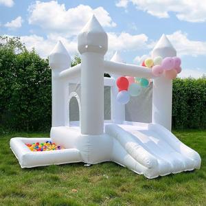 POYOUNGHU White Bounce House, House with Blower, Inflatable Bouncer, Children's Toy, Sewn Extra Thick Material for Durability