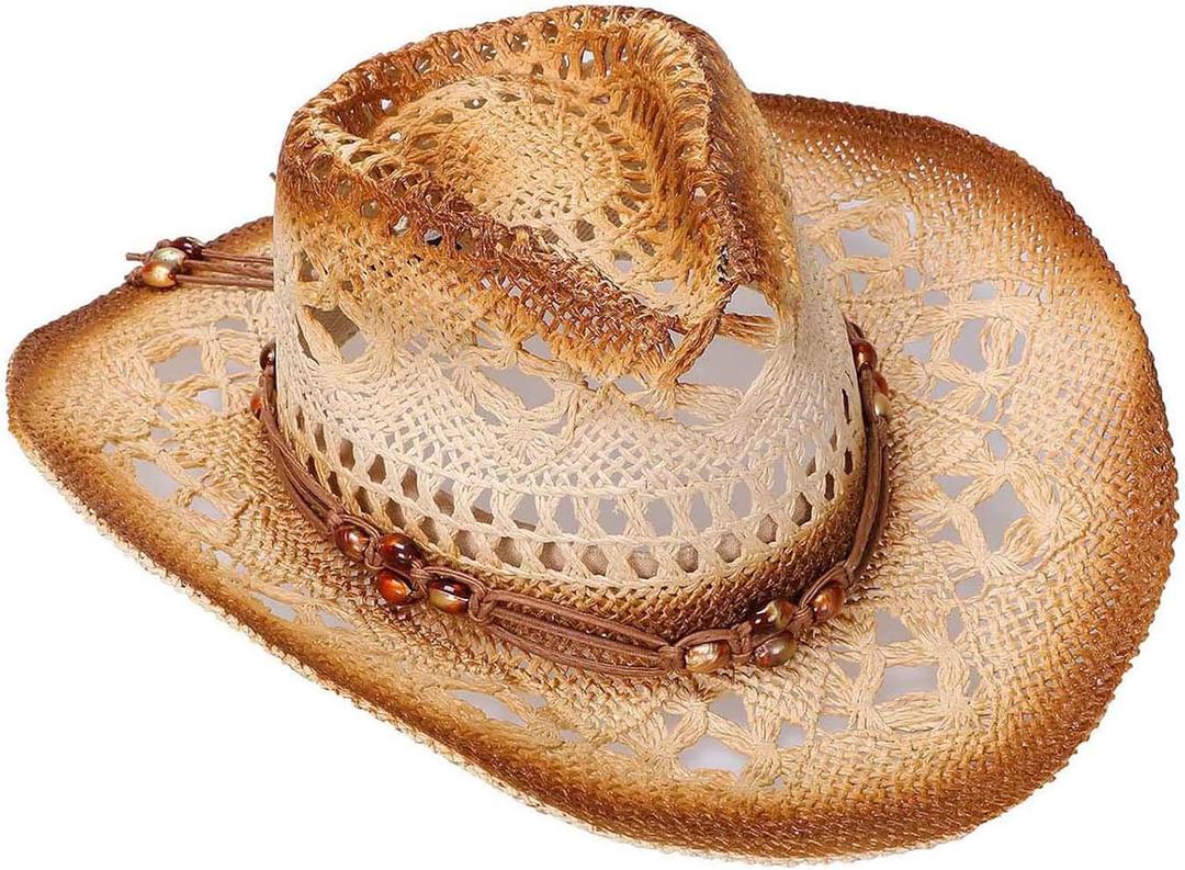 Livingston Men & Women's Woven Straw Cowboy Hat w/Hat Band