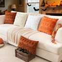 2 x Artscope Halloween Pillow Covers 12 x 20 Set of 2 Decorative Ghost Holiday Pumpkin Throw Pillow Cases Soft Plush Faux Fur Couch Cushion Case for Farmhouse Halloween Sofa Bed Room Home Decor-Rust