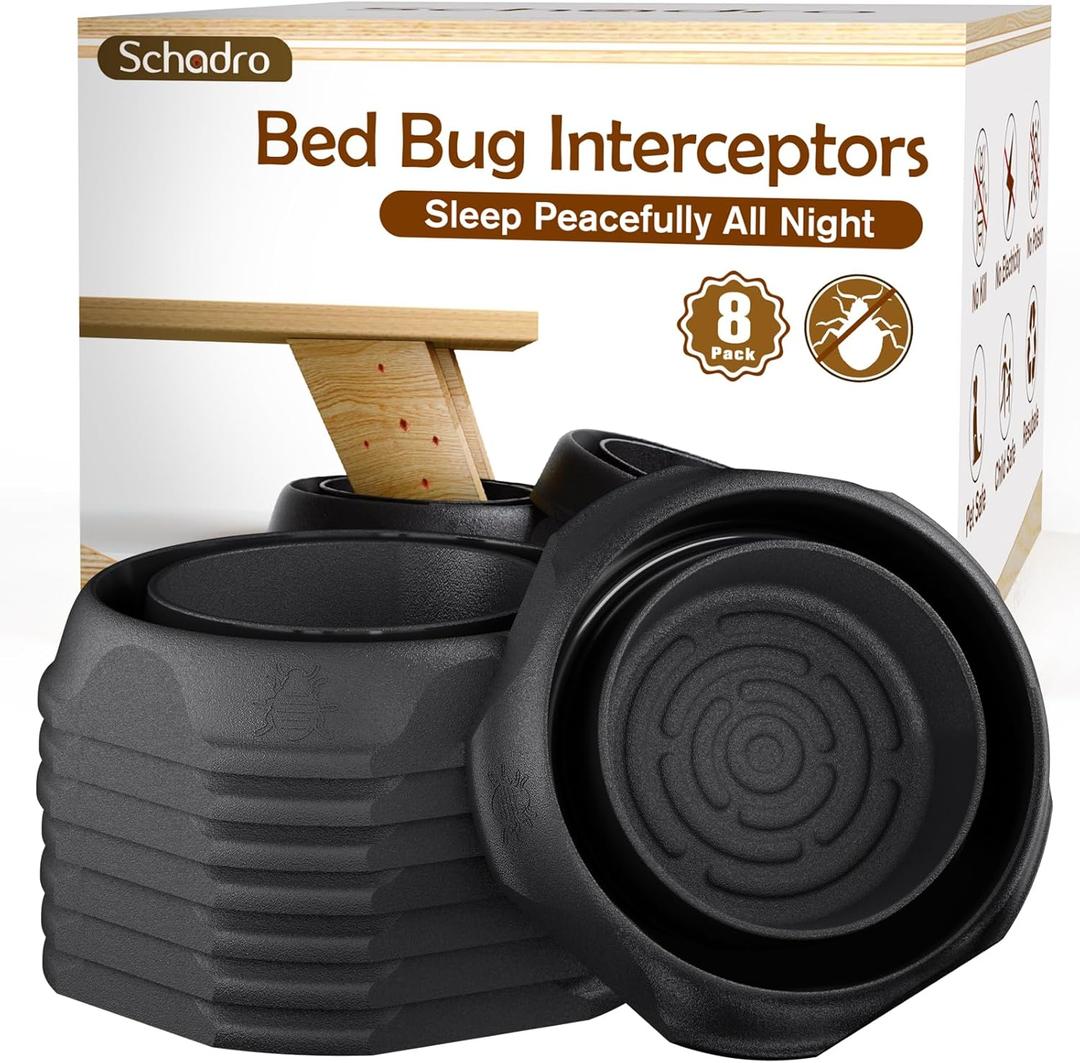 Bed Bug Interceptors, 12 Pack Bed Bug Traps, Insect Detector for Bed, Sofa & All Furniture. 24/7 Monitor, 360 Protection for Your Family's Peaceful Sleep, Black