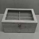 AUTOARK 16-Slot Sunglass & Eyeglasses Organizer Box,2-Layer Velvet Drawer with Clear Glass Top,Soft Ice Velvet Lining for Large Glasses,Closet Desktop Storage Holder,Gift for Men Women,Grey,MKAW233