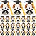24 Pcs Graduation Mini Dog Stuffed Animal Tiny Congrats Grad Doll Small Soft Plush Animal Keychain with Graduation Cap for Kindergartners College High School Graduation Gifts Party Favors