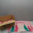 3 Pcs Christmas Kitchen Rug and Mat Set Washable Pink Xmas Tree Kitchen Floor Mats Waterproof Non Slip Farmhouse Merry Christmas Doormat Holiday Xmas Decor for Home Office Bathroom Party Decor