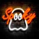 Halloween Ghost Neon Sign Acrylic LED Spooky Light Sign Cute Ghost Wall Hanging Neon Widow Door Light for Halloween Party Bedroom Bar Cave Room Decor