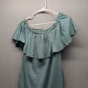 Glampunch Womens Off Shoulder Maternity Dress Ruffles Elegant Slim Gowns Fit Maxi Photography Dress (Large, Sage)