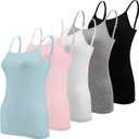 BQTQ 5 Pcs Women's Camisole Tank Tops Spaghetti Strap Basic Undershirts (XL)