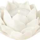 Ceramic Lotus Petals Style Flower Candle Holder Tea Lights Holder Home & Table top Decoration (White)